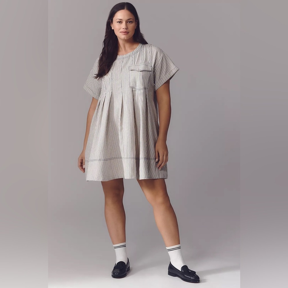 Anthropologie Striped Mini Dress in Ivory and Black